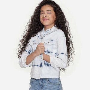 Justice Girl's Youth Size 18/20 Tie Dye Blue Denim Jacket Boho New with Tags